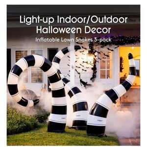 Black and White Inflatable Lawn Snakes 3-Pack